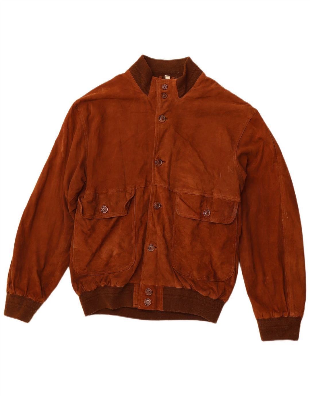 VINTAGE Chaqueta bomber de ante para hombre IT 52 XL Cuero marrón