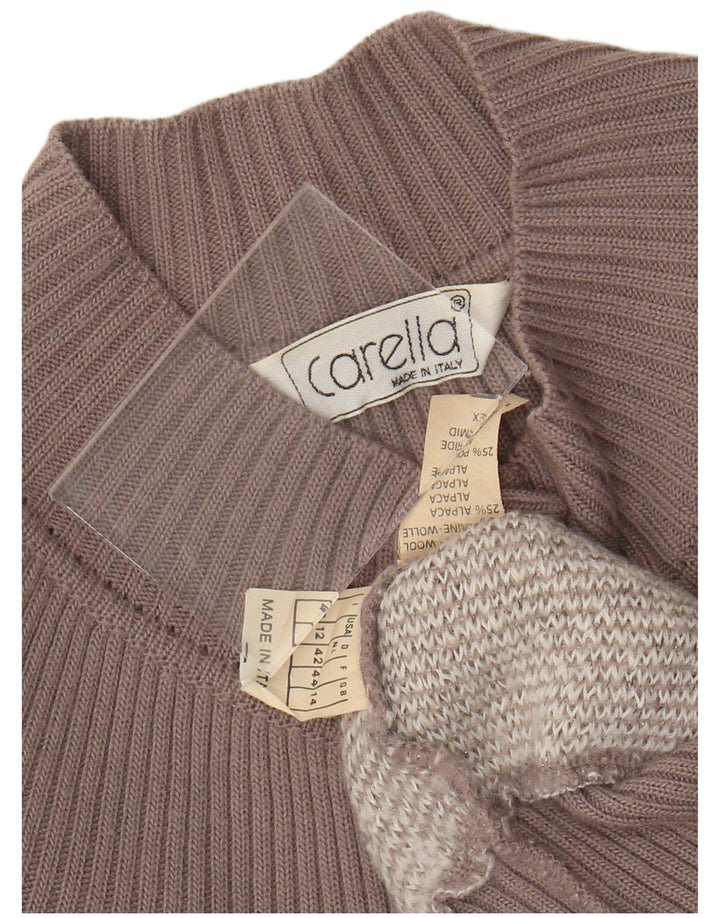 Carella Suéter tipo cárdigan corto para mujer Reino Unido 44 Lana beige medio Argyle/Diamond