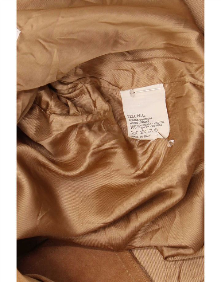 Vintage mujer abrigo de ante de gran tamaño IT 42 cuero beige medio