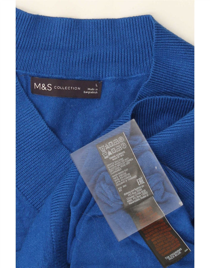 Marks & Spencer Suéter tipo jersey de gran tamaño con cuello en V para mujer UK 46 Grande Azul