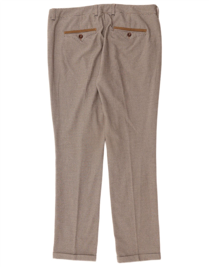 Pantalón de traje recto para mujer Trussardi IT 44 Medium W34 L30 Marrón a cuadros