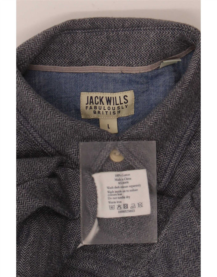 Camisa Jack Wills para hombre de algodón en espiga azul grande