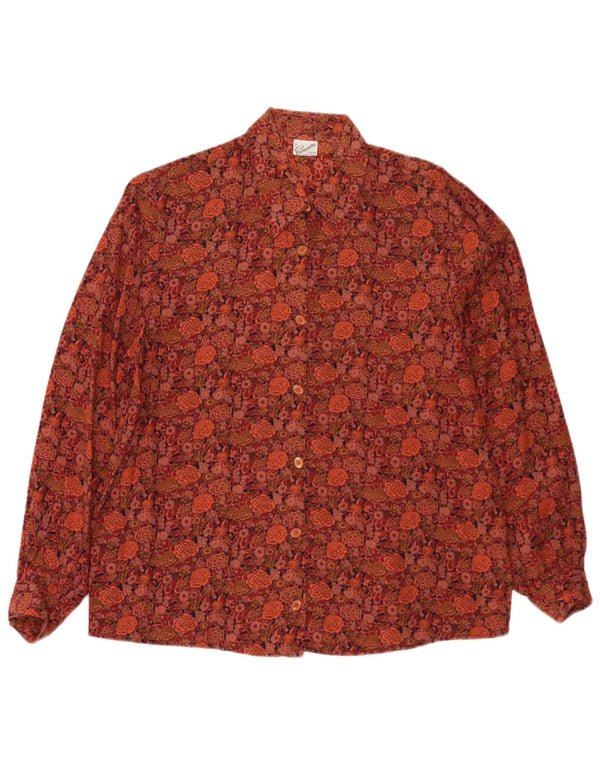 Primavera Firenze Camisa extragrande para mujer UK 46 Viscosa floral marrón grande