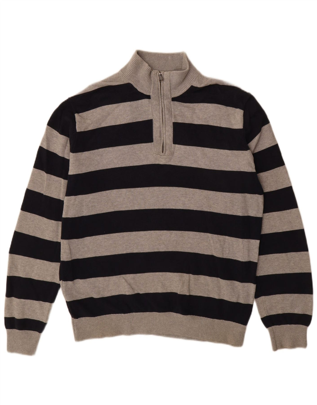 TOMMY HILFIGER Jersey con cuello y cremallera para hombre XL Algodón a rayas negro