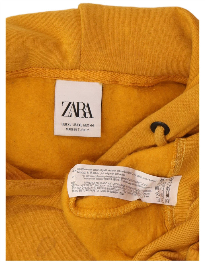 Zara Hombre Sudadera Con Capucha Jumper XL Amarillo Algodón