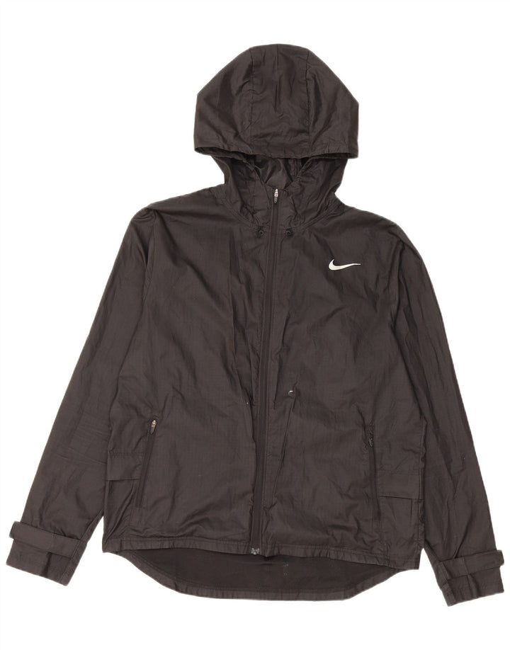Nike - Chaqueta impermeable con capucha para mujer, talla M, poliéster negro