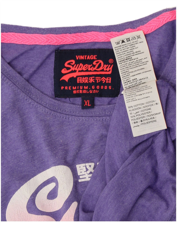 SUPERDRY Camiseta gráfica para mujer Top UK 40 XL Algodón morado