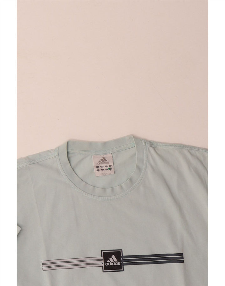 ADIDAS Camiseta Hombre Top Algodón Rayas Azul Medio