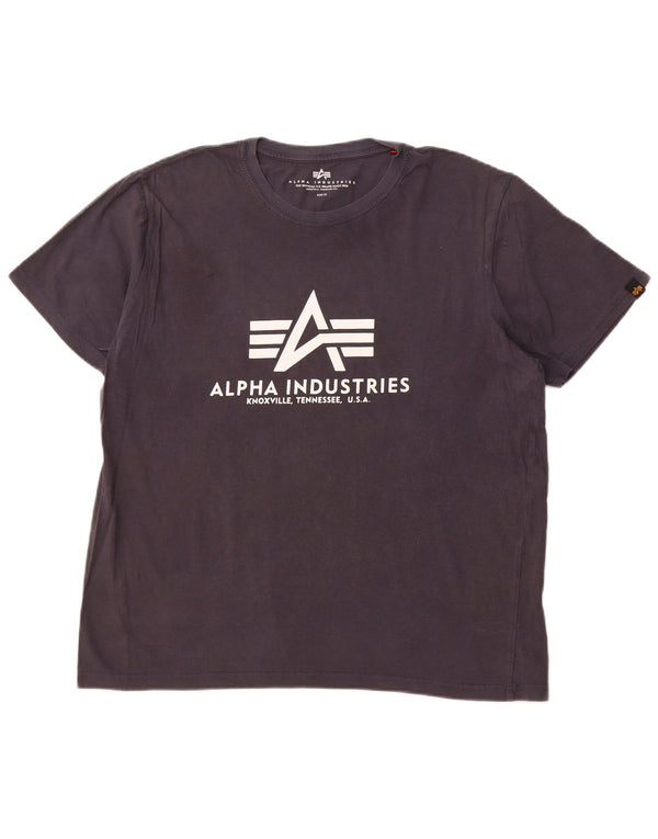 ALPHA INDUSTRIES Camiseta gráfica para hombre Top XL Azul marino
