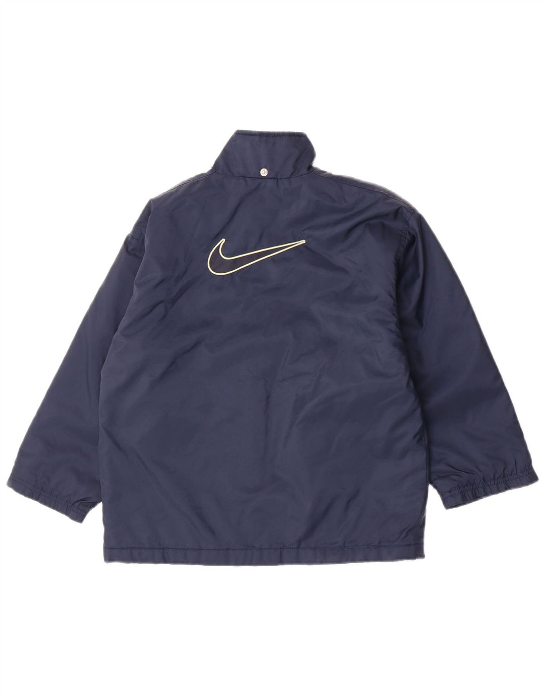 Nike Chaqueta cortavientos Swoosh Graphic para niños de 8 a 9 años, talla pequeña, nailon azul marino