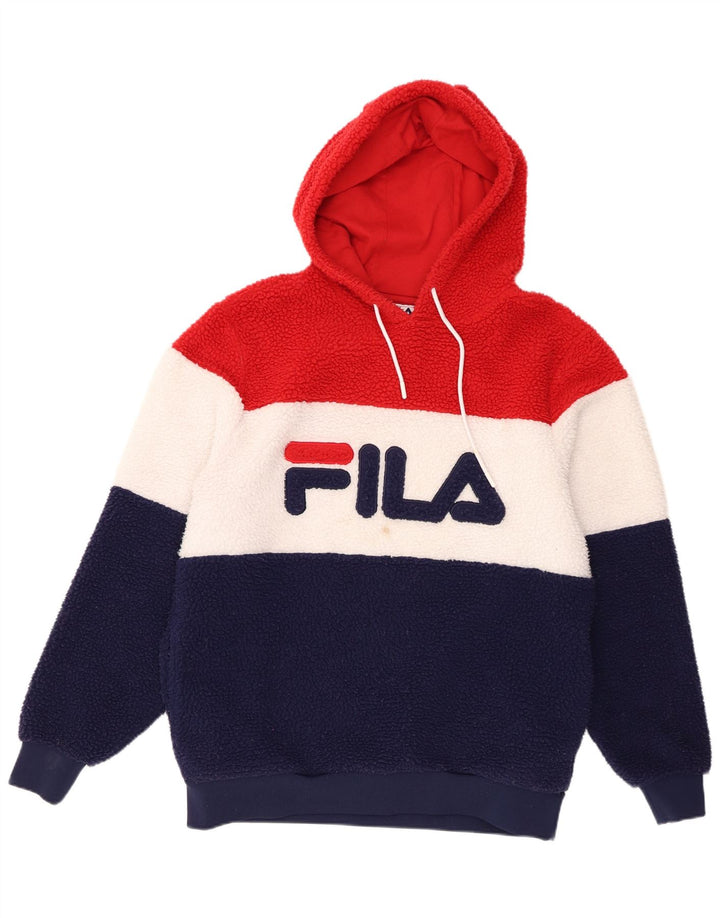Fila Jersey con capucha de forro polar para hombre, tamaño mediano, multicolor, poliéster con bloques de color