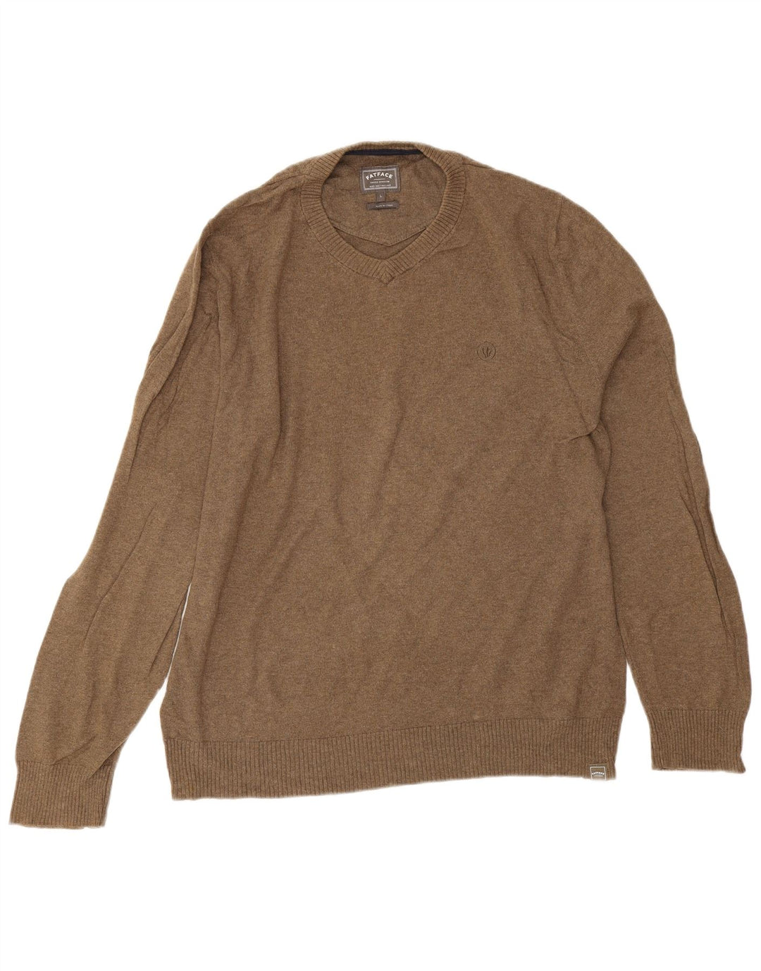 Jersey con cuello en V para hombre Fat Face Large Algodón marrón