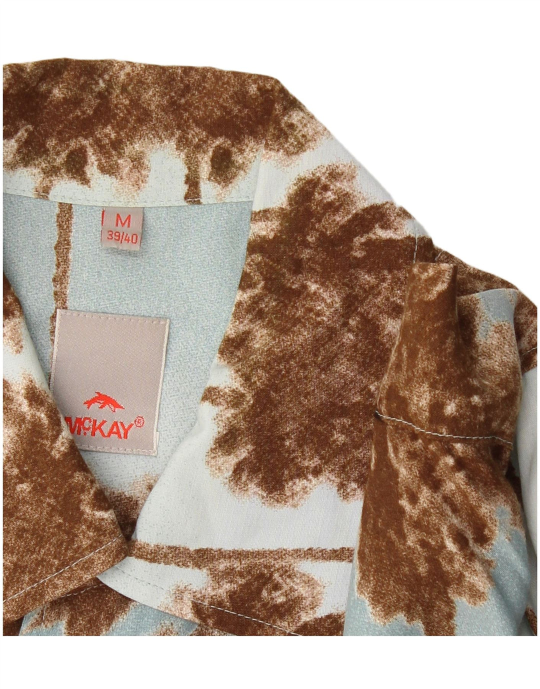 MCKAY Camisa hawaiana de manga corta para hombre talla 39/40 azul mediano