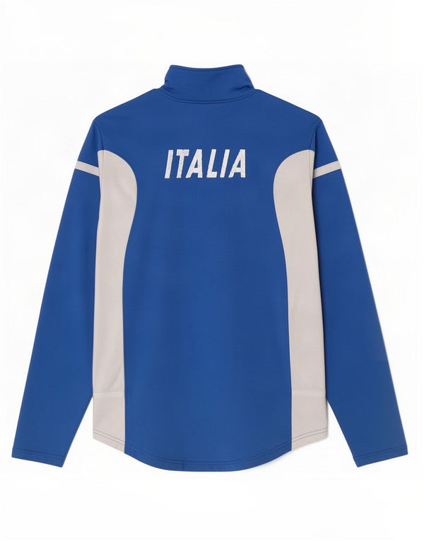 Asics Hombre Zip Neck Graphic Pullover Chándal Top Grande Azul Colorblock