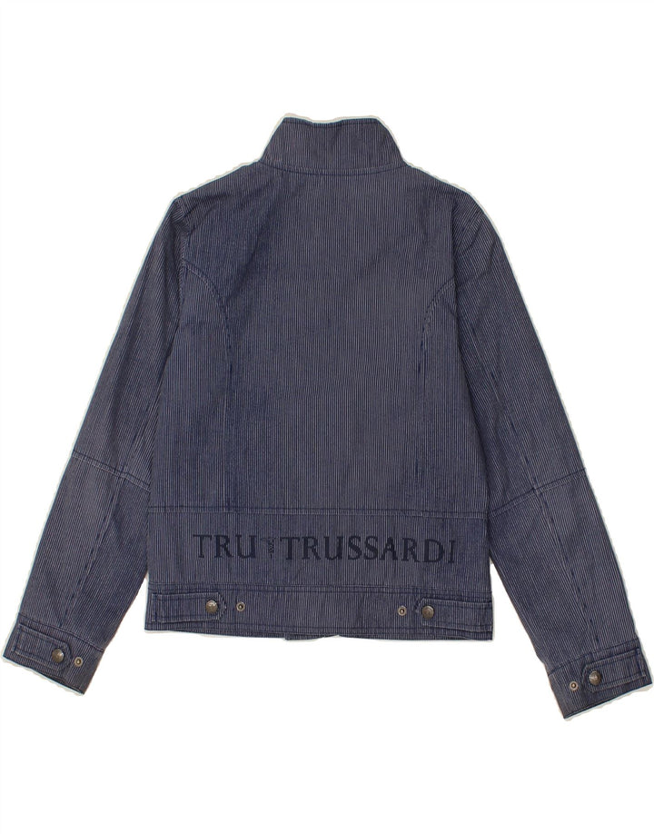 TRUSSARDI JUNIOR Boys Graphic Bomber Jacket 7-8 Years Navy Blue Striped Vintage Trussardi Junior and Second-Hand Trussardi Junior from Messina Hembry 
