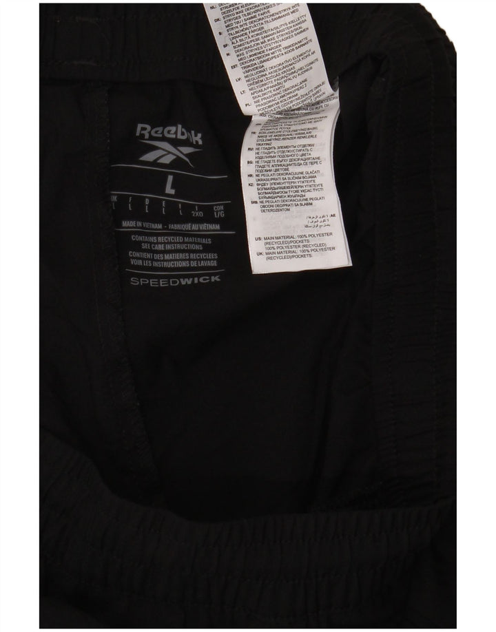 Reebok - Pantalón de chándal para hombre, talla grande, poliéster negro