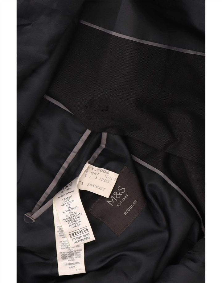 Marks & Spencer Chaqueta tipo blazer de 2 botones para hombre UK 48 4XL Poliéster azul marino