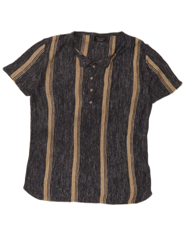 Zara Hombre Camiseta Top Small Gris Rayas Acrílico
