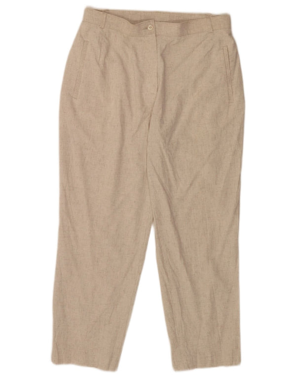 Marks & Spencer Pantalones informales cónicos para mujer UK 14 Medium W30 L26 Beige
