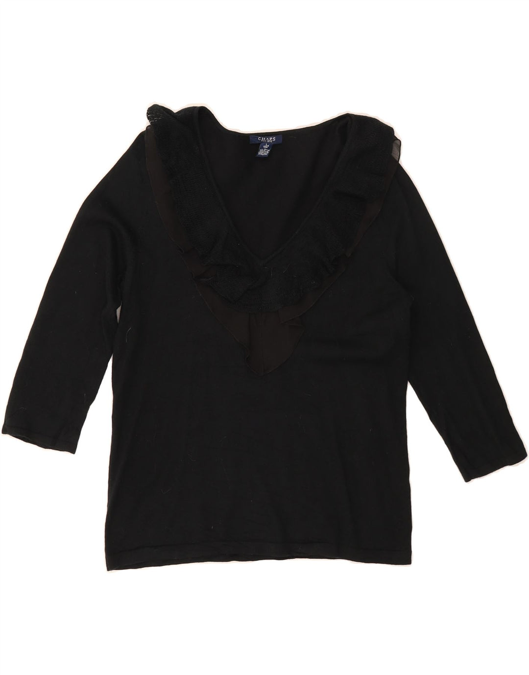 CHAPS Womens Top 3/4 Sleeve UK 14 Large Black Cotton Vintage Chaps and Second-Hand Chaps from Messina Hembry 
