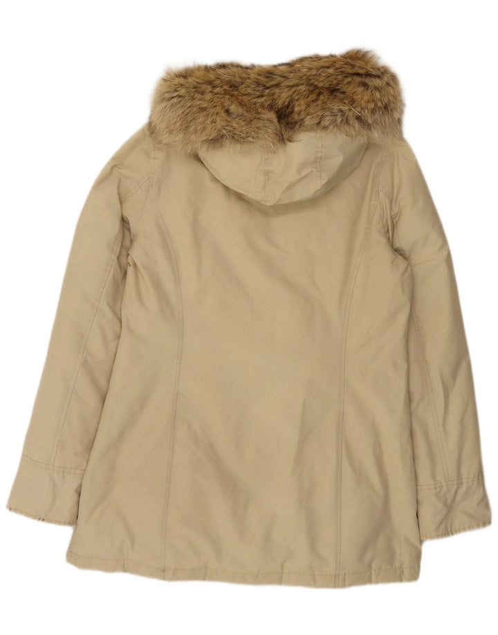Woolrich Abrigo acolchado con capucha para mujer Reino Unido 44 Algodón beige medio