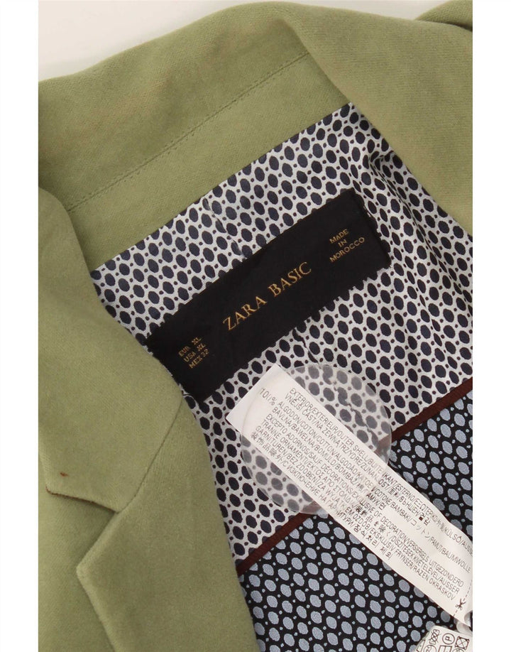 Zara Mujer Chaqueta Blazer De 1 Botón UK 40 XL Algodón Verde