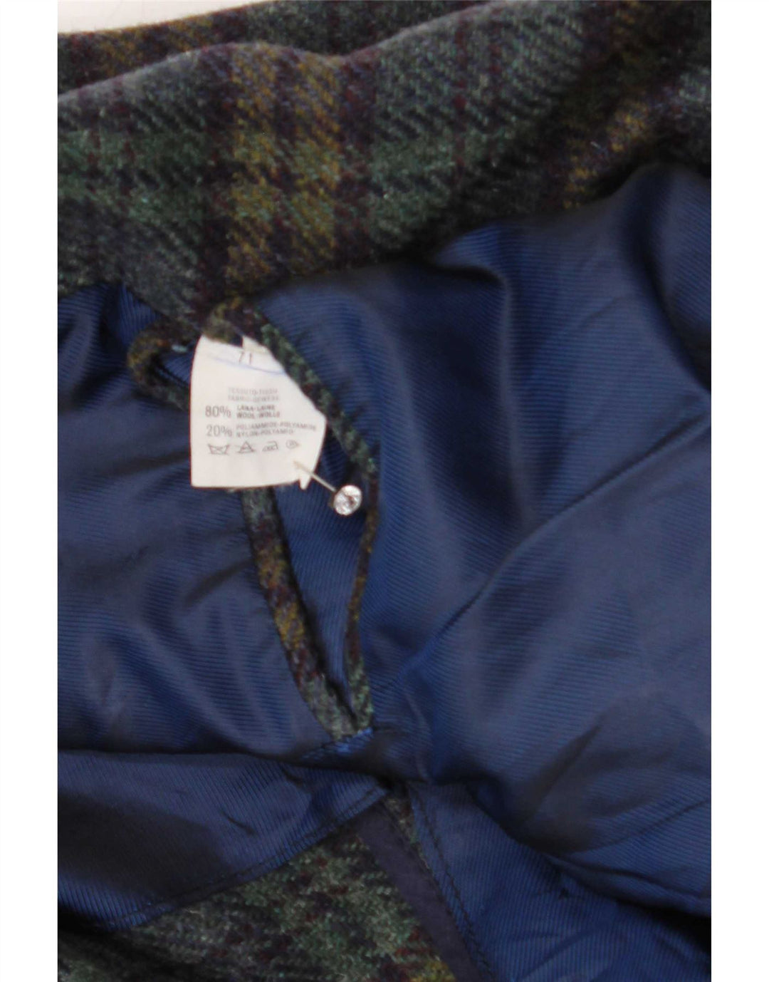 Vintage hombres 2 botones Blazer chaqueta IT 50 grande azul marino comprobar lana