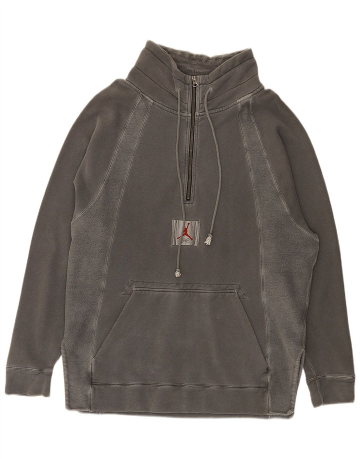 Jordan Hombre Sudadera Con Cremallera Y Cuello Jersey De Algodón Gris Medio