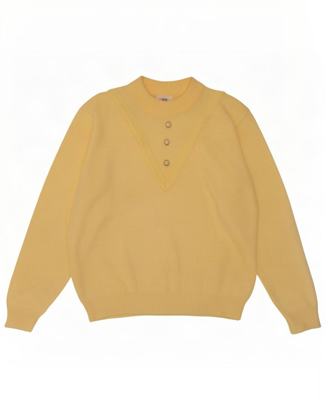 Snatch - Jersey de cuello redondo para mujer, talla 40, acrílico amarillo mediano