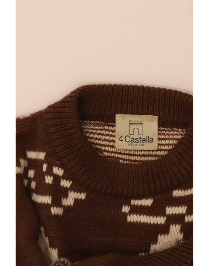 4 Castella Jersey con cuello redondo y gráfico para hombre IT 52 Large Brown Wool