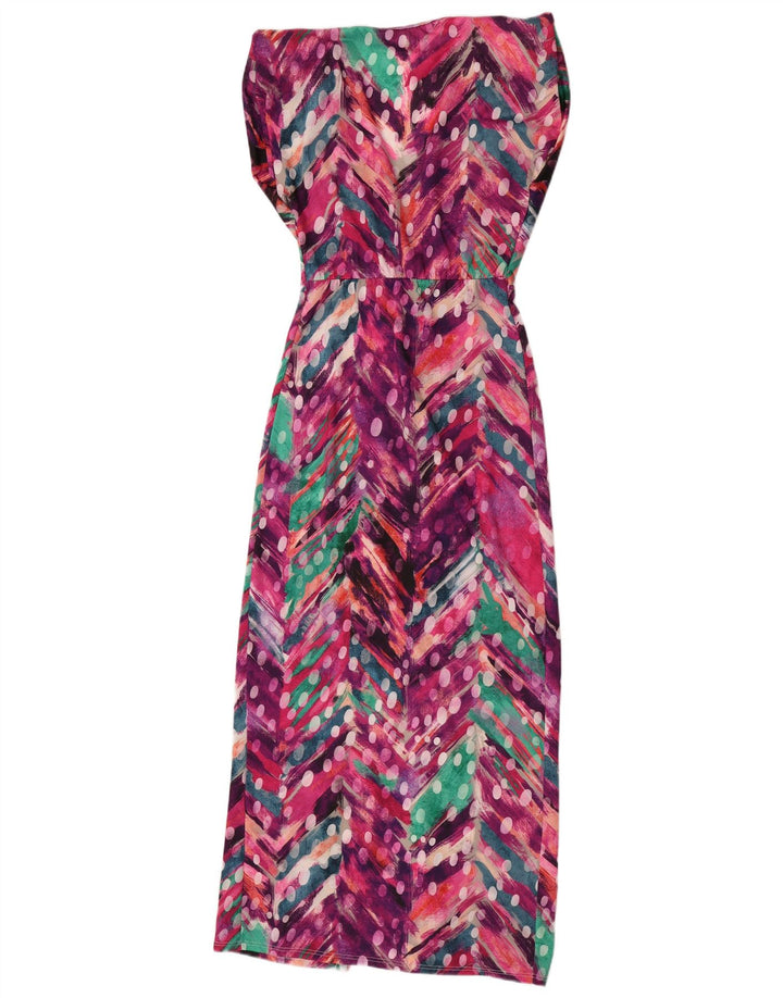 Vintage mujer patrón abstracto vestido vestido Reino Unido 12 medio multicolor