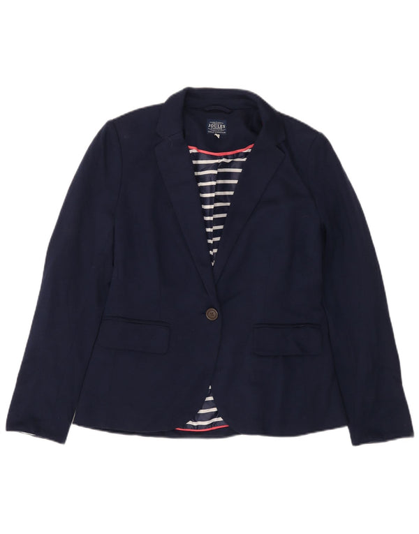 JOULES Chaqueta tipo blazer de 1 botón para mujer UK 10 Small Azul marino Algodón
