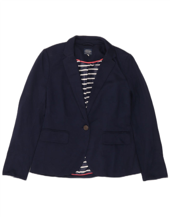 JOULES Chaqueta tipo blazer de 1 botón para mujer UK 10 Small Azul marino Algodón
