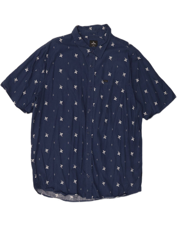 RIP CURL Camisa de manga corta para hombre 3XL Algodón floral azul marino