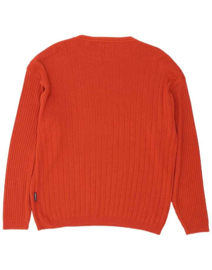 Lerros Jersey De Cuello Redondo Para Hombre De Algodón A Rayas Naranja Medio