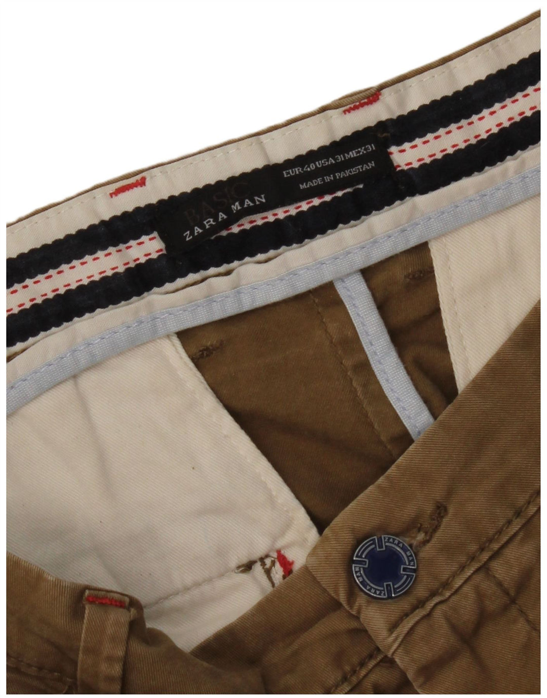 Zara Mens Slim Chino Pantalones EU 40 Medium W31 L33 Marrón