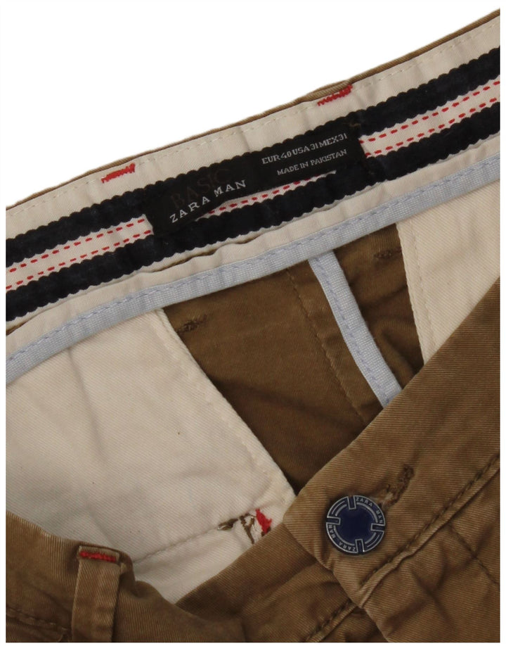 Zara Mens Slim Chino Pantalones EU 40 Medium W31 L33 Marrón