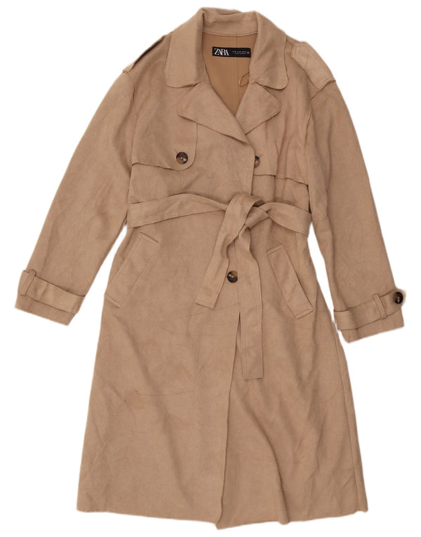 Zara Mujer Gabardina UK 44 Poliéster Beige Medio
