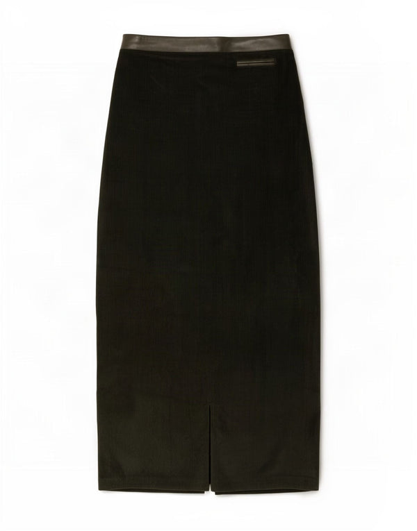 Falda maxi de pana para mujer Aria UK 12 Medium W28 Tencel verde