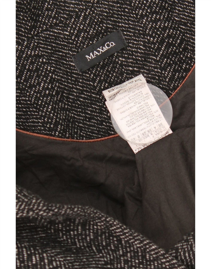 Max & Co. Chaquetón para mujer UK 8 Small Lana de espiga negra