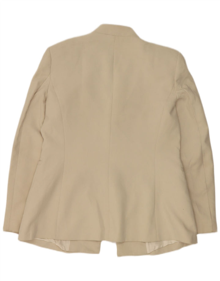 Zara Mujer Blazer Chaqueta ES 40 XL Poliéster Beige