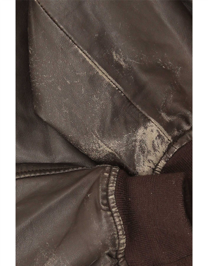 Chaqueta de cuero vintage para hombre Reino Unido 42 XL Marrón