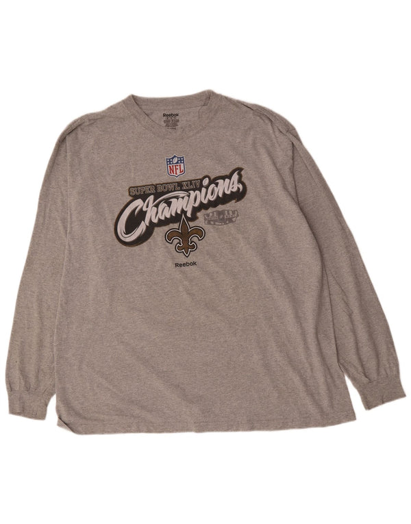 Reebok New Orleans Saints Graphic Top manga larga para hombre, 2XL, gris moteado