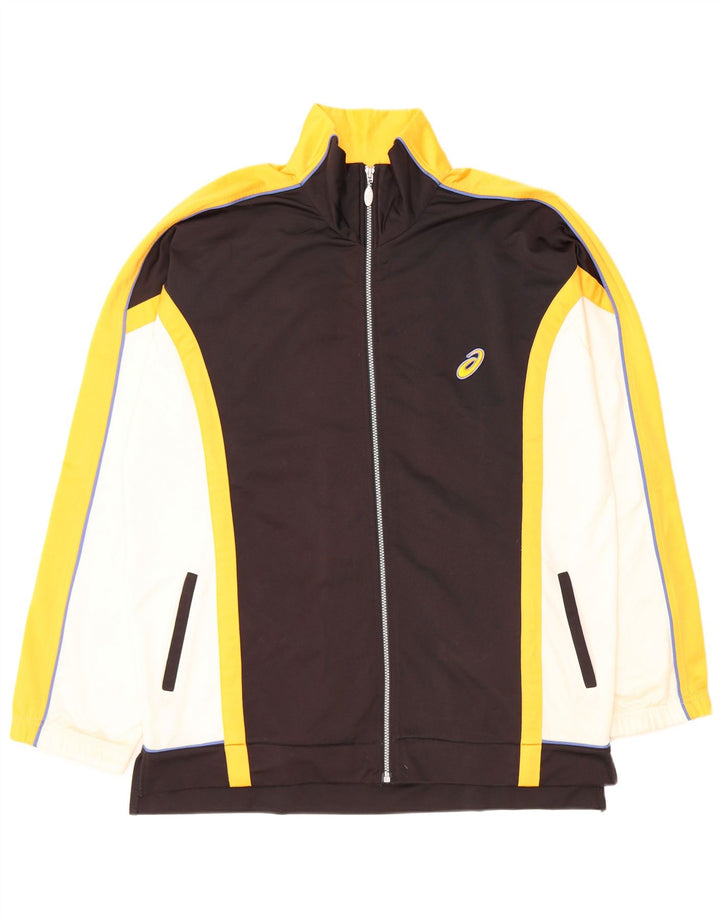 ASICS Mens Graphic Chándal Top Jacket XL Negro Colorblock Poliéster