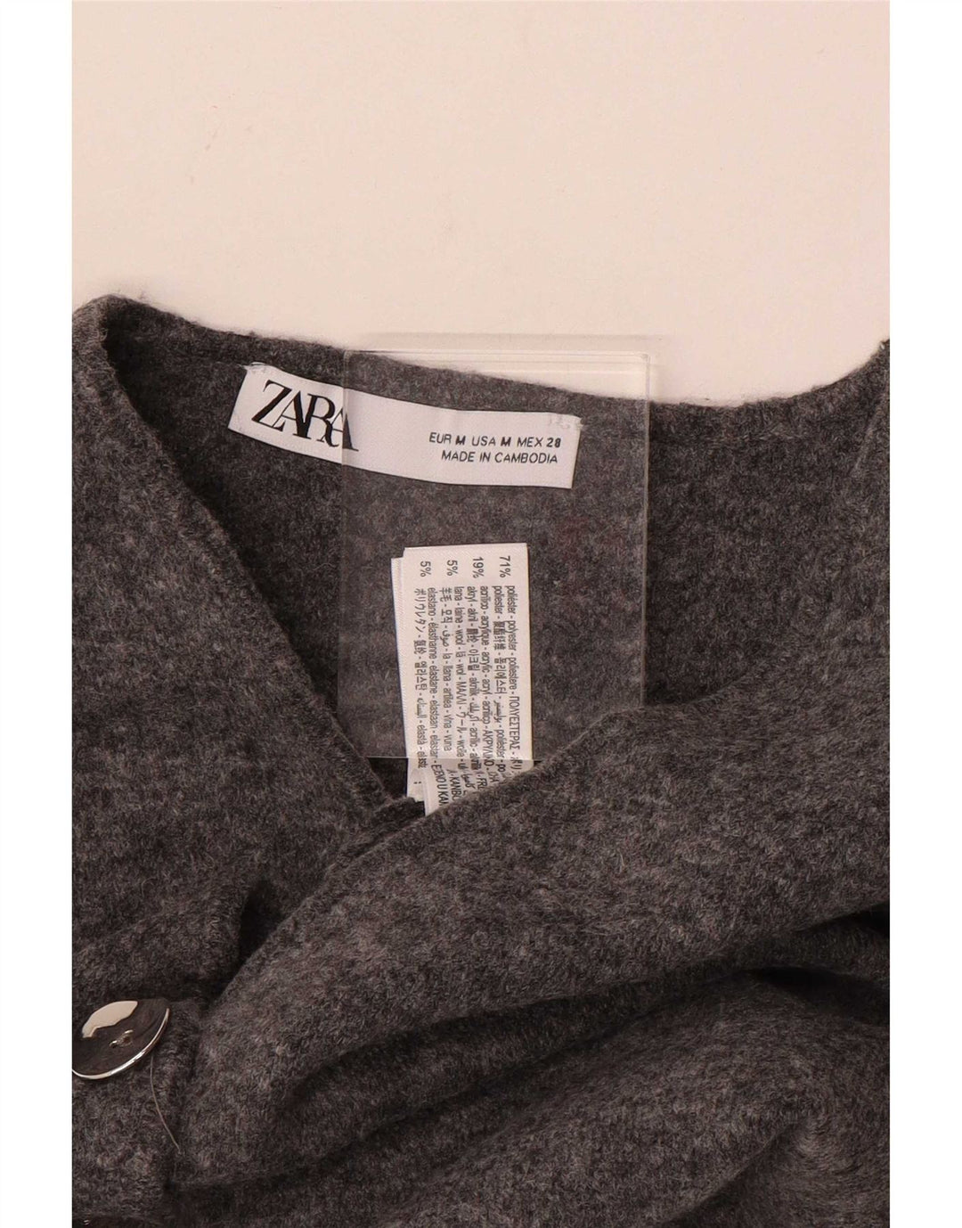 Zara Mujer Chaleco De Punto UK 42 Poliéster Gris Medio