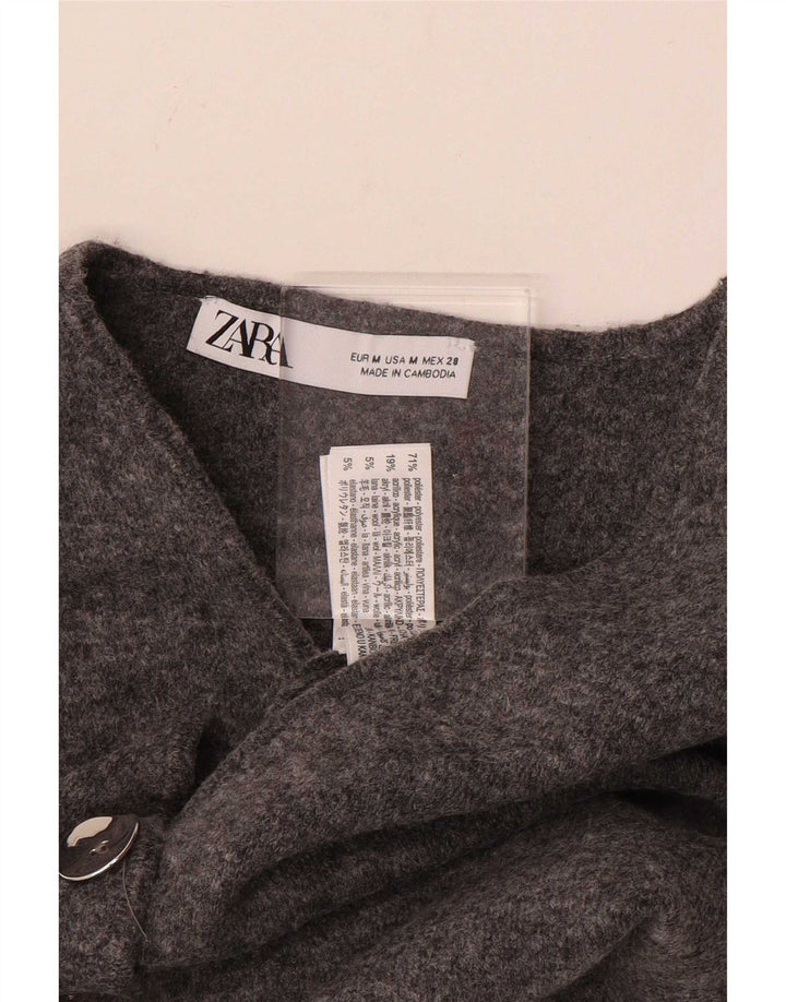 Zara Mujer Chaleco De Punto UK 42 Poliéster Gris Medio