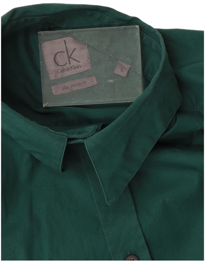 CALVIN KLEIN Camisa ajustada para hombre verde grande