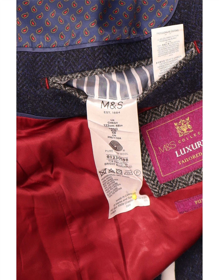 Marks & Spencer Chaqueta tipo blazer de 2 botones para hombre UK 48 2XL Lana azul marino
