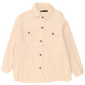 Zara Mujer Chaqueta De Pana Extragrande Reino Unido 46 Grande Algodón Beige