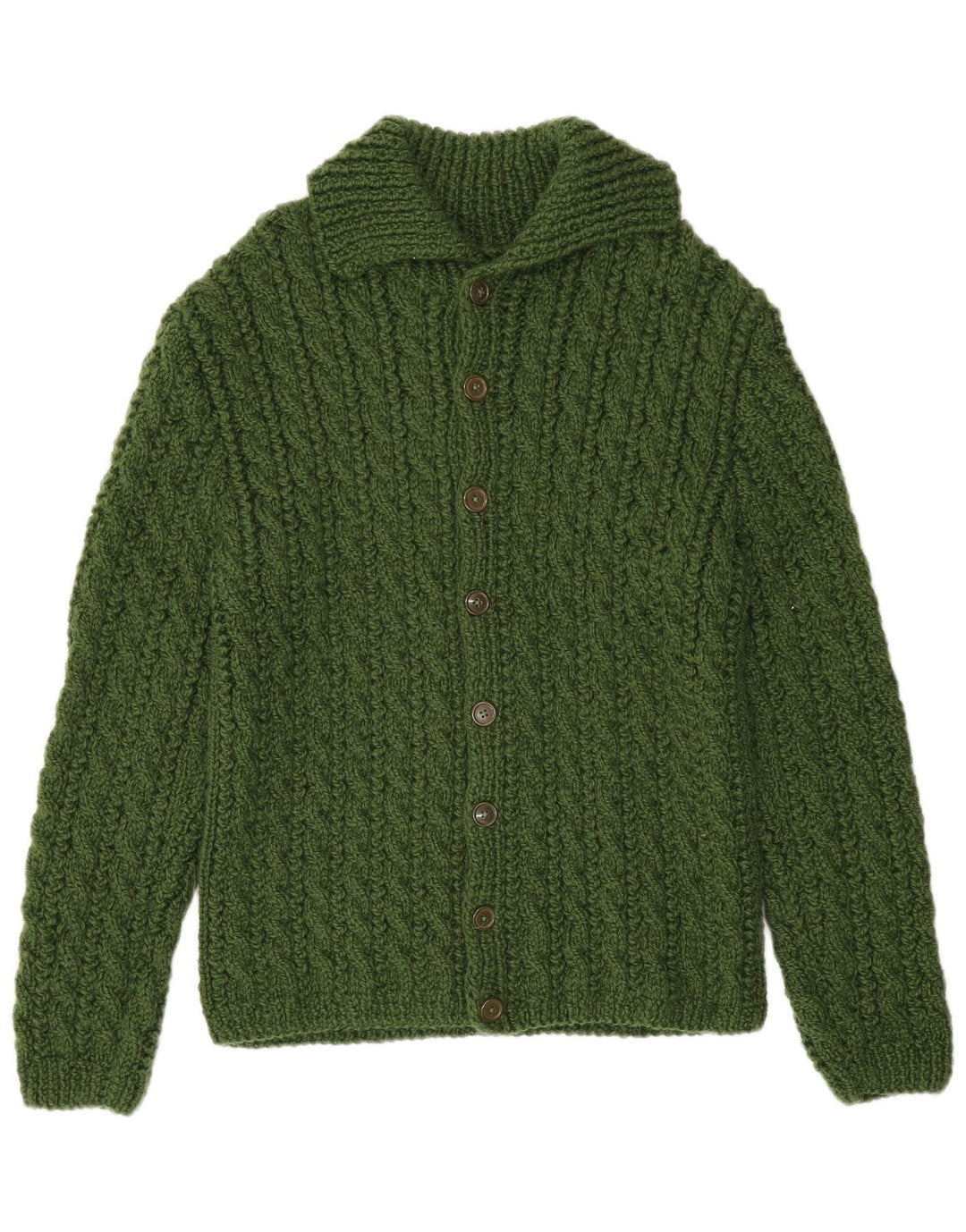 Vintage hombres Cardigan suéter pequeño verde